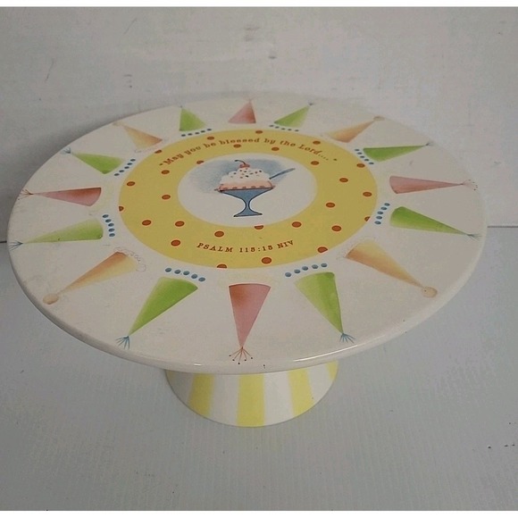 Dayspring Other - Dayspring 10 3/4"x5 3/4" Ceramic White Cake Stand Birthday Psalm Lord's Blessing